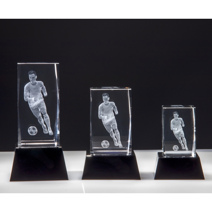 Stiklinis 3D futbolo trofėjus