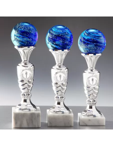 Trophy with a blue glass ball - Prizai.lt