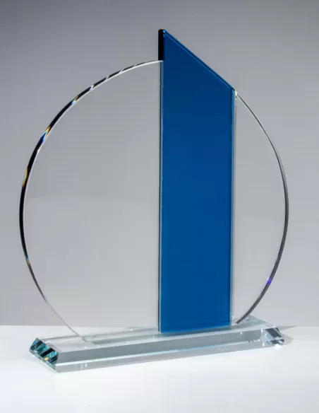 Glass award with blue element - Prizai.lt