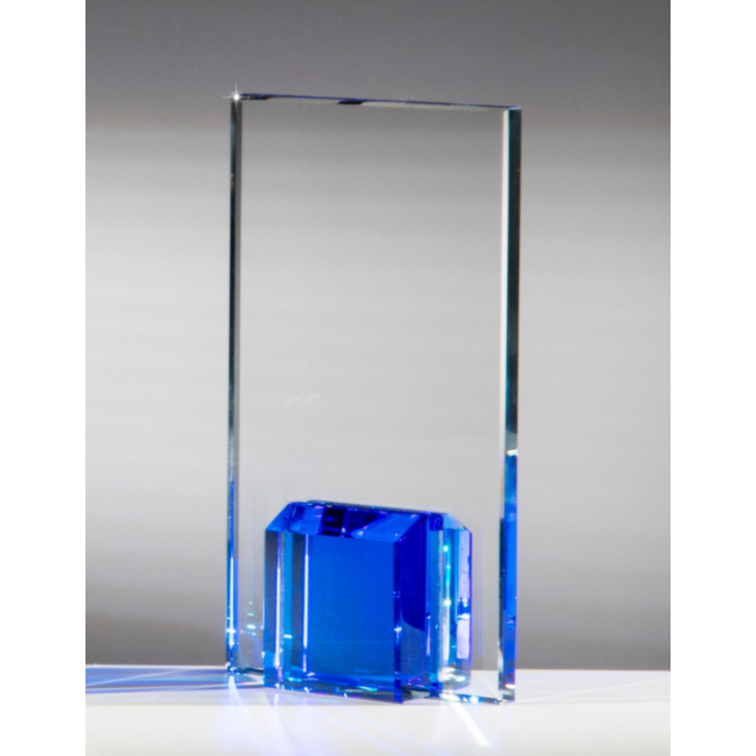 Stiklinis apdovanojimas su mėlynu motyvu