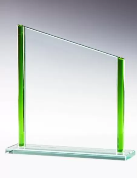 Glass award with green sides - Prizai.lt