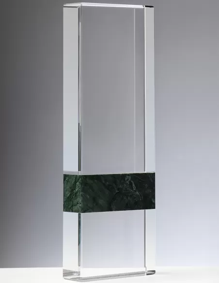 Glass award with a green stone motif - Prizai.lt