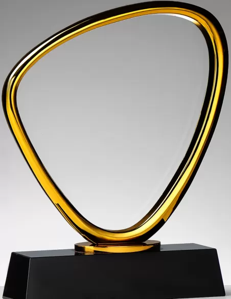 Glass award with gold metal rim - Prizai.lt