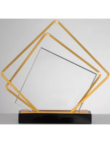 Glass award with metal rims - Prizai.lt