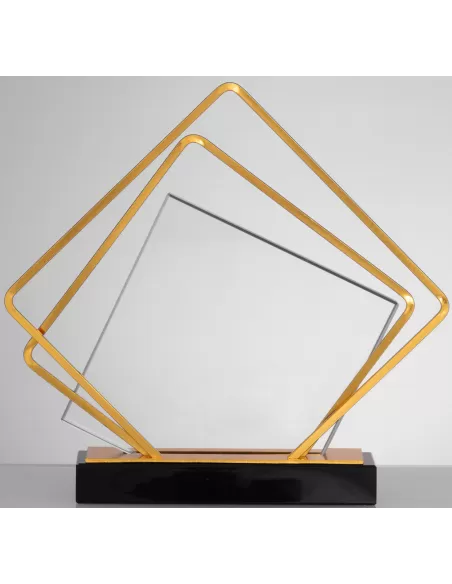 Glass award with metal rims - Prizai.lt