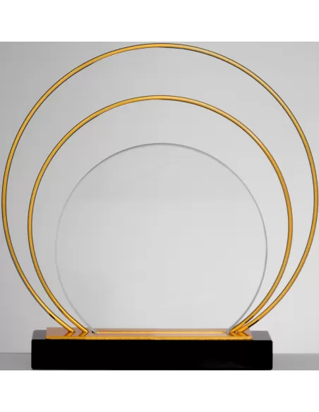 Oval glass award with metal rims - Prizai.lt