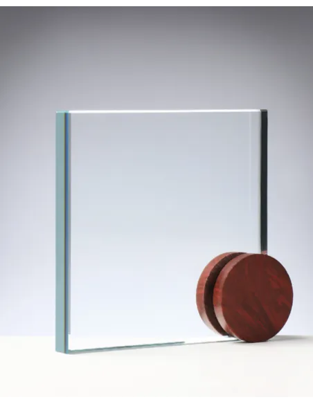 Glass award with wooden accent - Prizai.lt