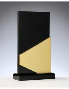 Black glass award with a metal frame - Prizai.lt