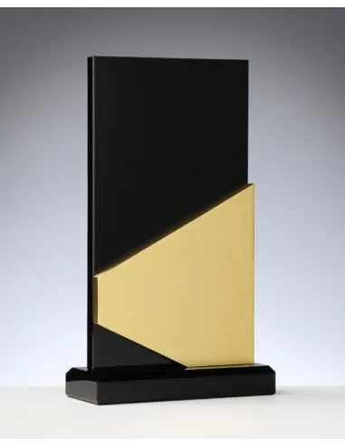 Black glass award with a metal frame - Prizai.lt