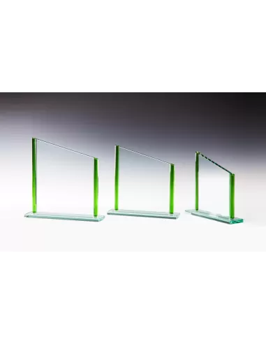 Glass award with green sides - Prizai.lt
