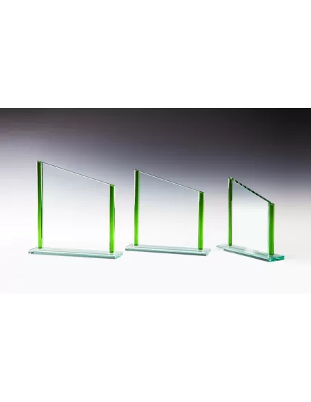 Glass award with green sides - Prizai.lt