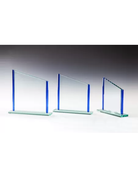 Glass award with blue sides - Prizai.lt